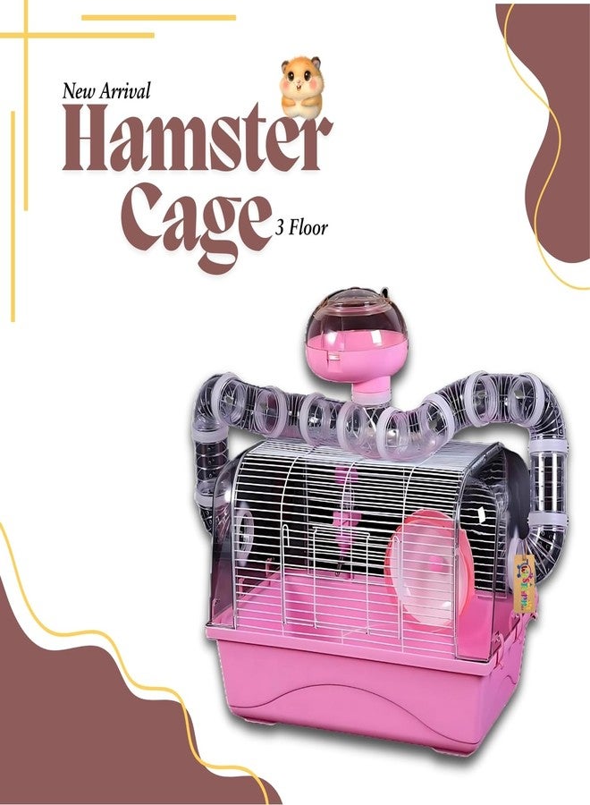 Western Era Hamster Cage with Mansion 1 Floor - Wired Top for Easy Viewing, Built-in Handle for Portability, Fully Ventilated, Safe & Secure Transport of Gerbils, Small Pets, Food Tray & Water Bottle - Image 2